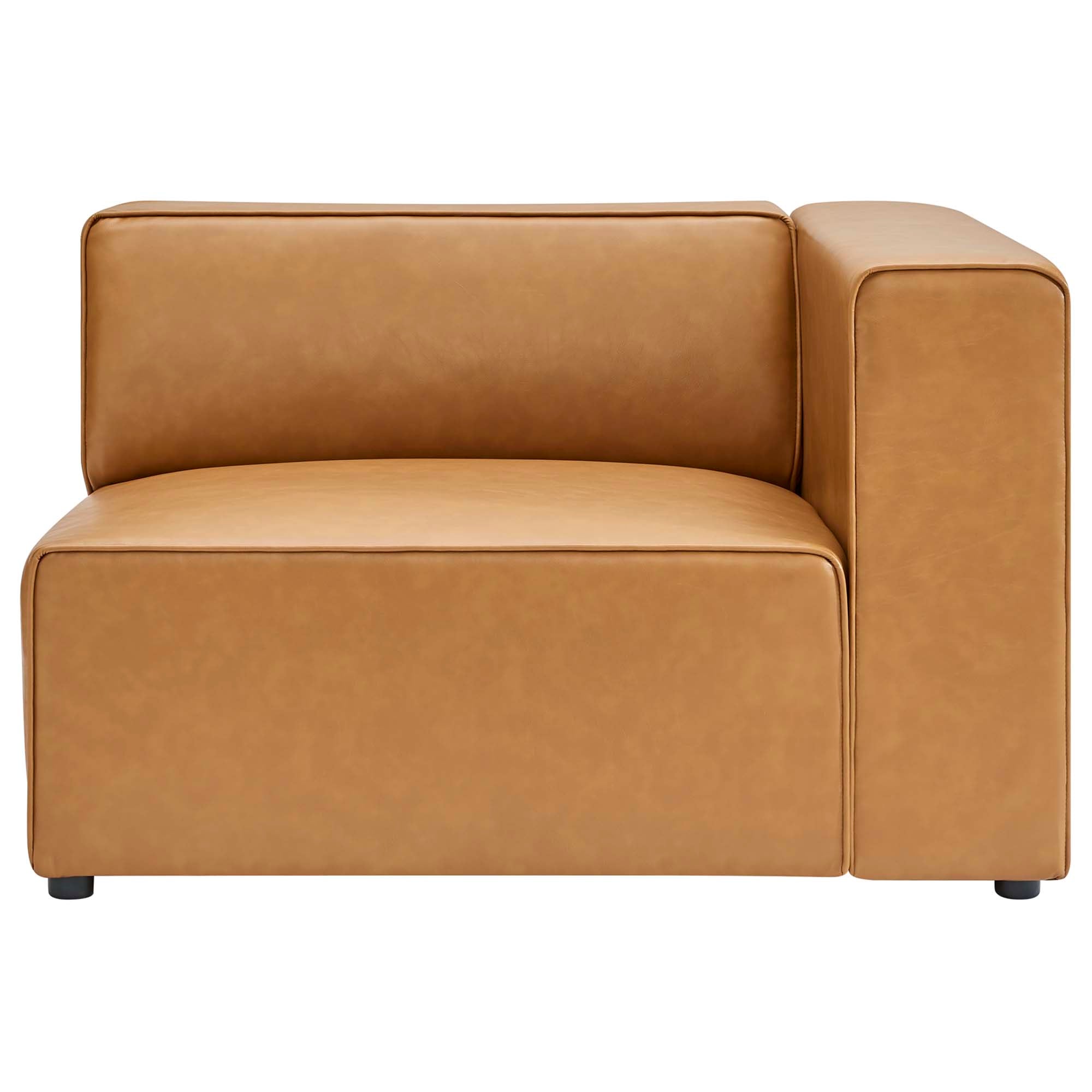 Mingle Vegan Leather Right-Arm Chair - Tan