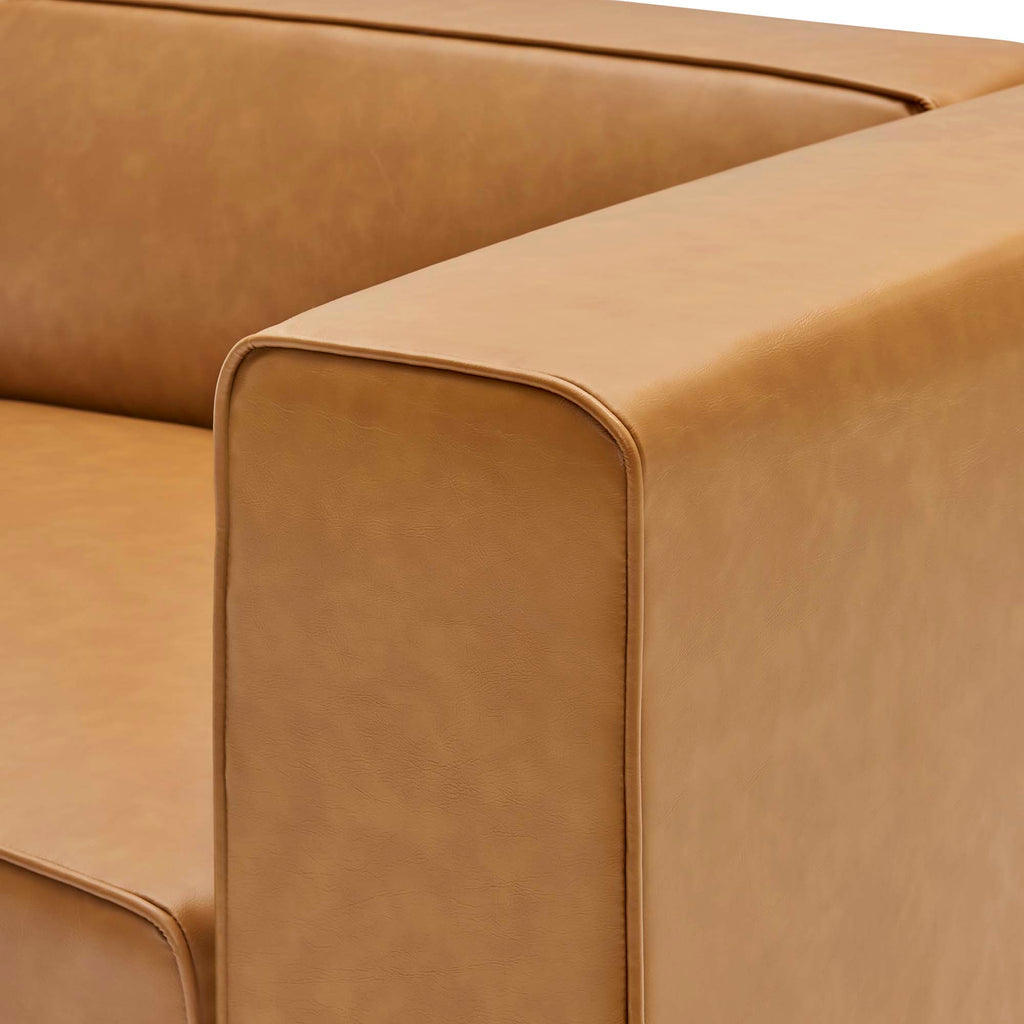 Mingle Vegan Leather Right-Arm Chair - Tan