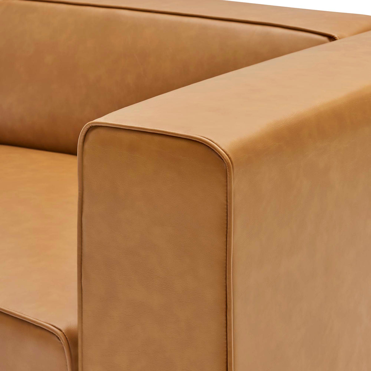 Mingle Vegan Leather Right-Arm Chair - Tan