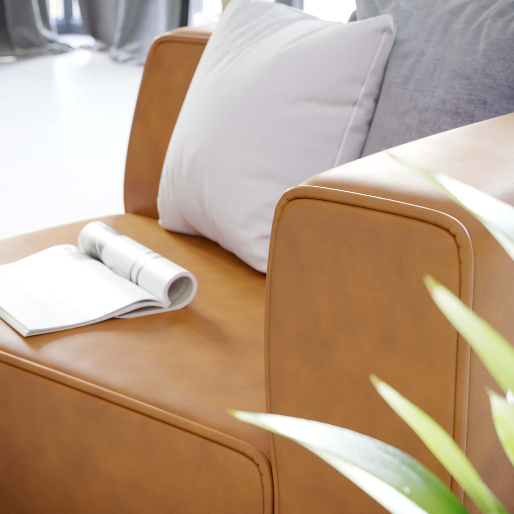 Mingle Vegan Leather Right-Arm Chair - Tan