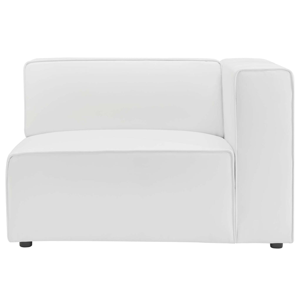 Mingle Vegan Leather Right-Arm Chair - White
