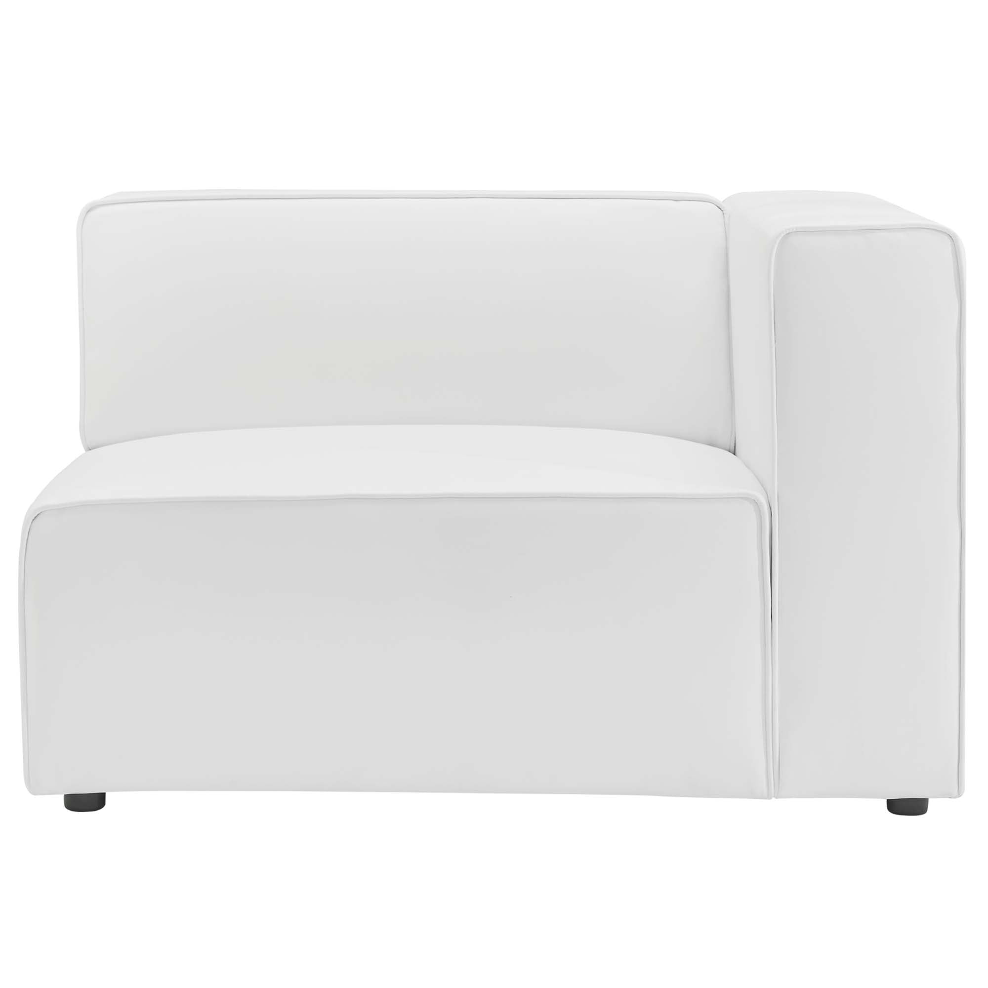 Mingle Vegan Leather Right-Arm Chair - White