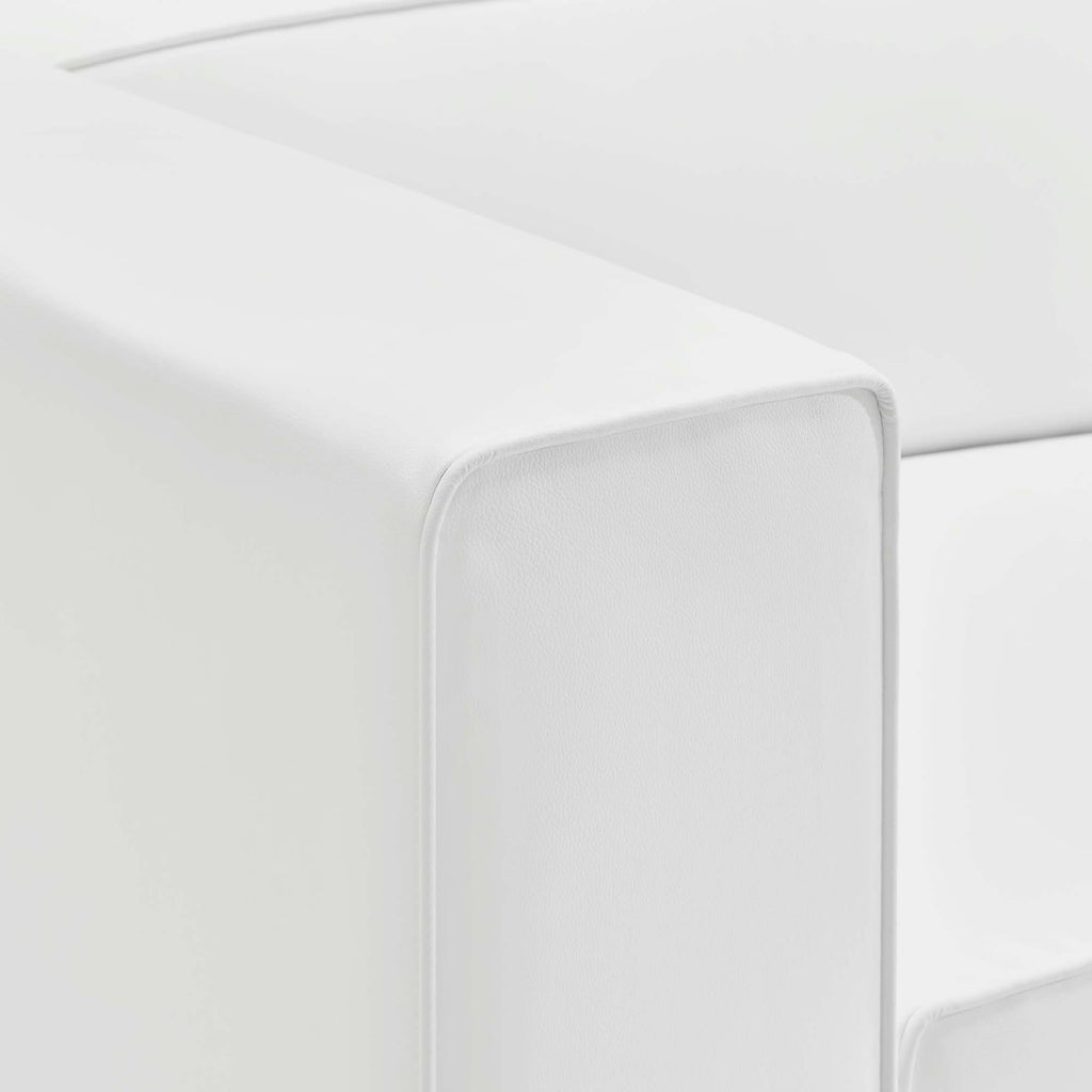 Mingle Vegan Leather Right-Arm Chair - White