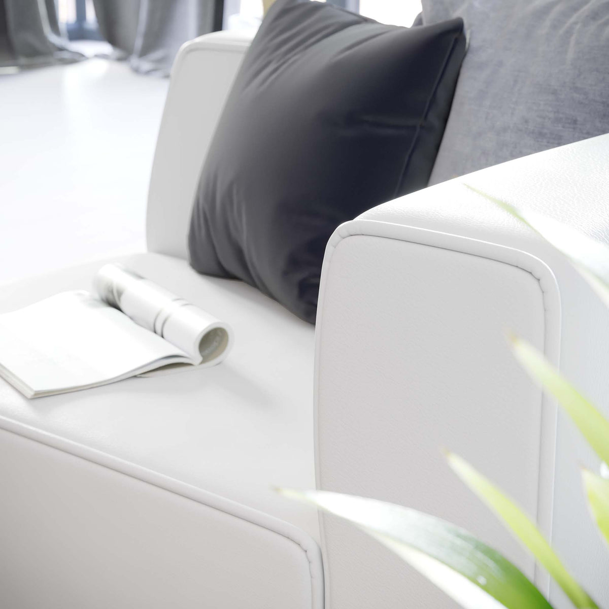 Mingle Vegan Leather Right-Arm Chair - White