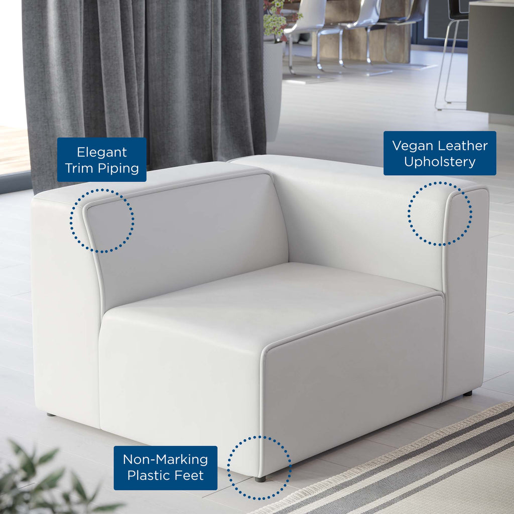 Mingle Vegan Leather Right-Arm Chair - White
