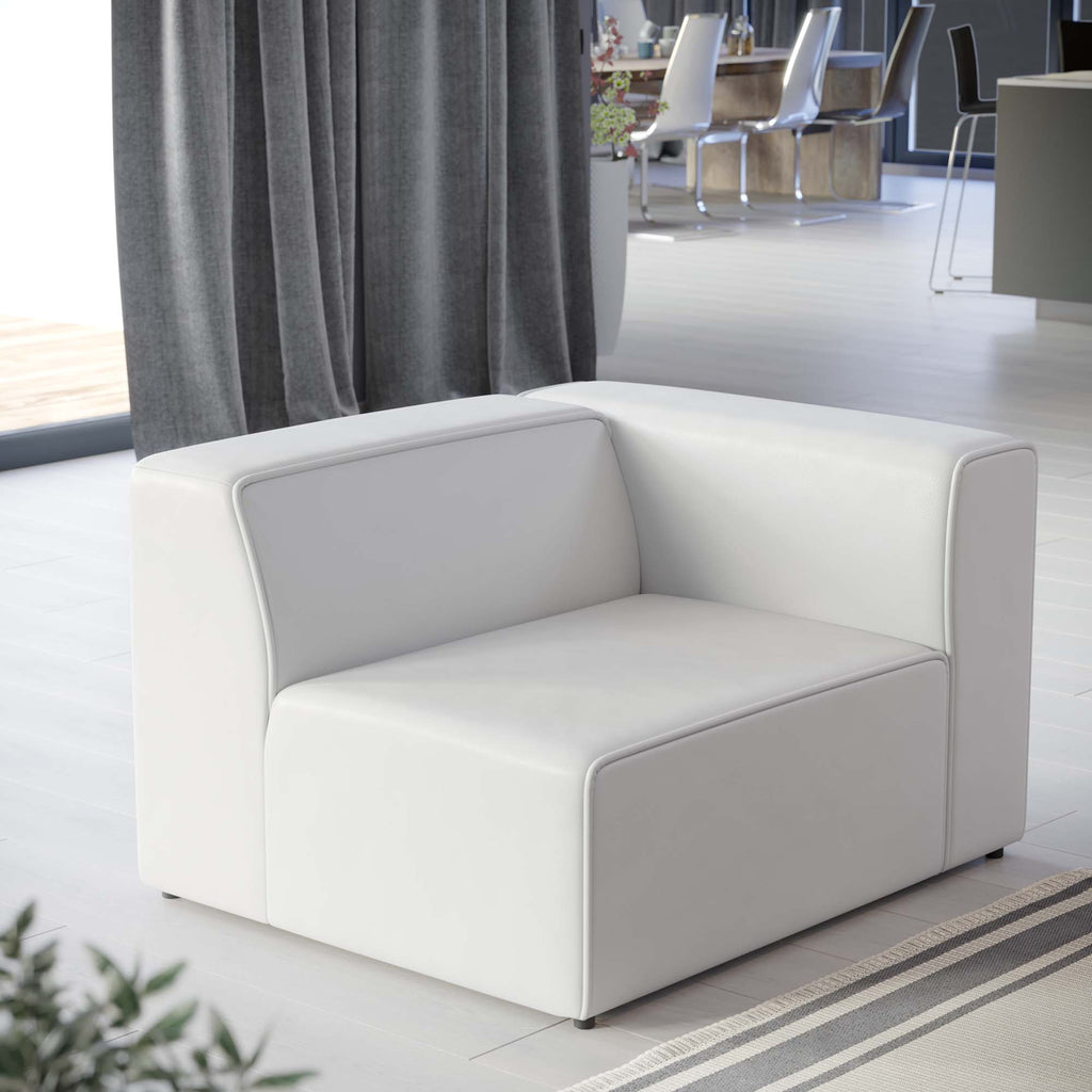 Mingle Vegan Leather Right-Arm Chair - White