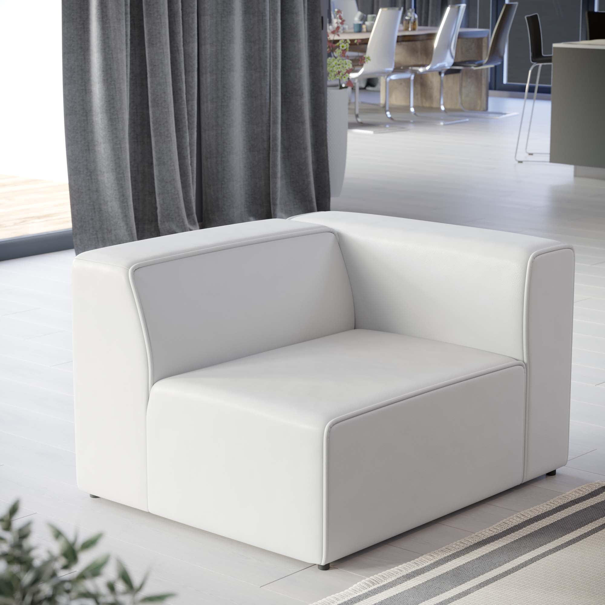 Mingle Vegan Leather Right-Arm Chair - White