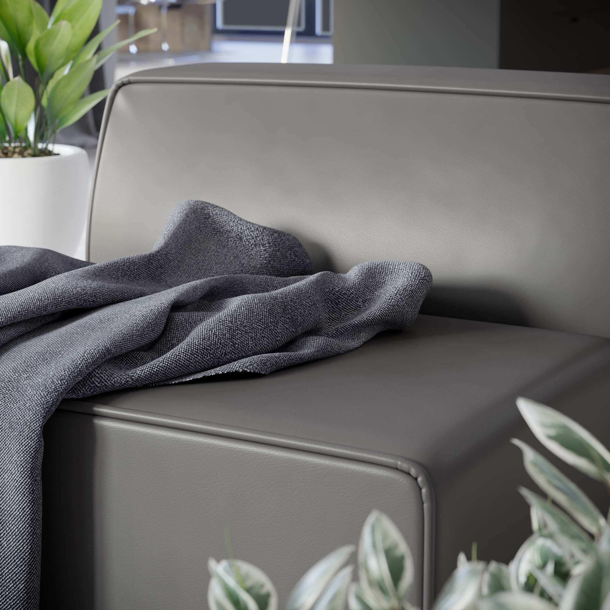 Mingle Vegan Leather Armless Chair - Gray