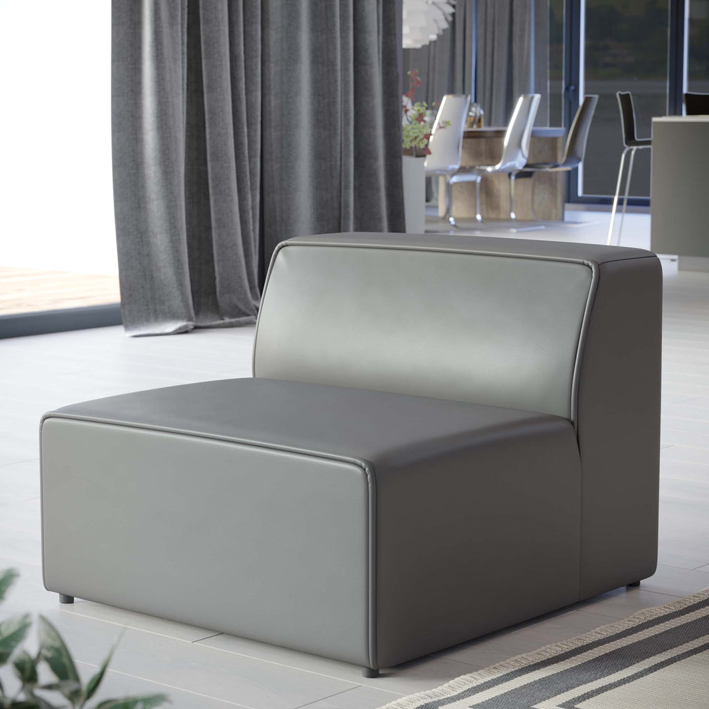 Mingle Vegan Leather Armless Chair - Gray