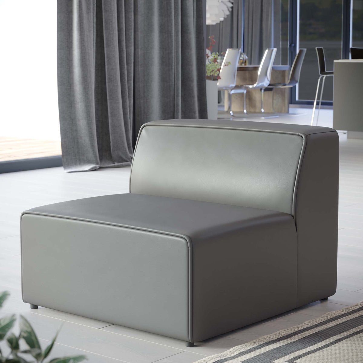 Mingle Vegan Leather Armless Chair - Gray