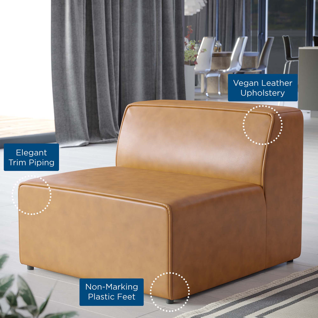 Mingle Vegan Leather Armless Chair - Tan