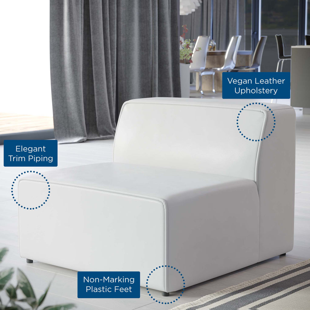 Mingle Vegan Leather Armless Chair - White