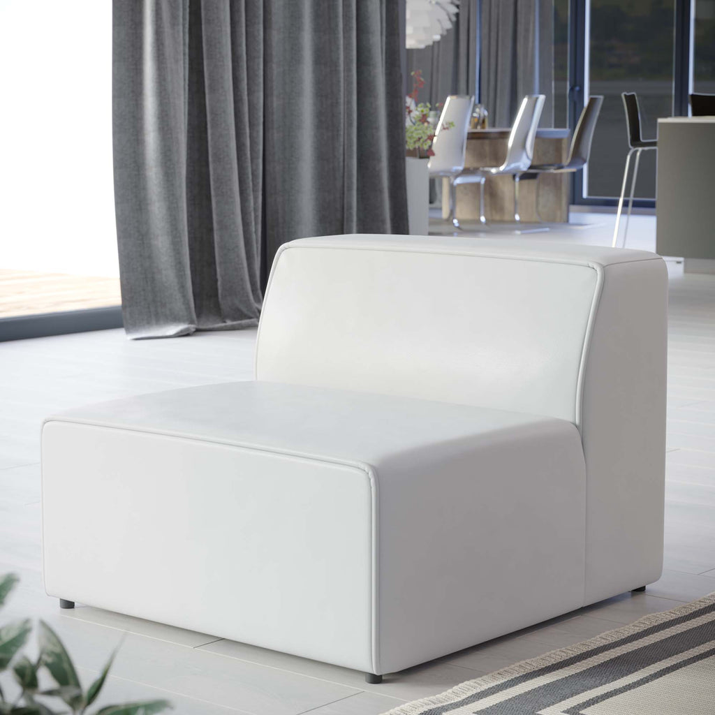 Mingle Vegan Leather Armless Chair - White
