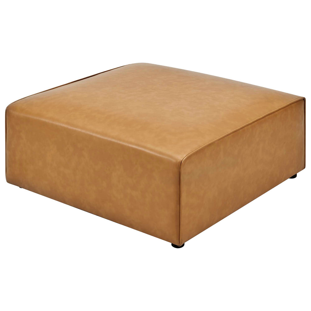 Mingle Vegan Leather Ottoman - Tan
