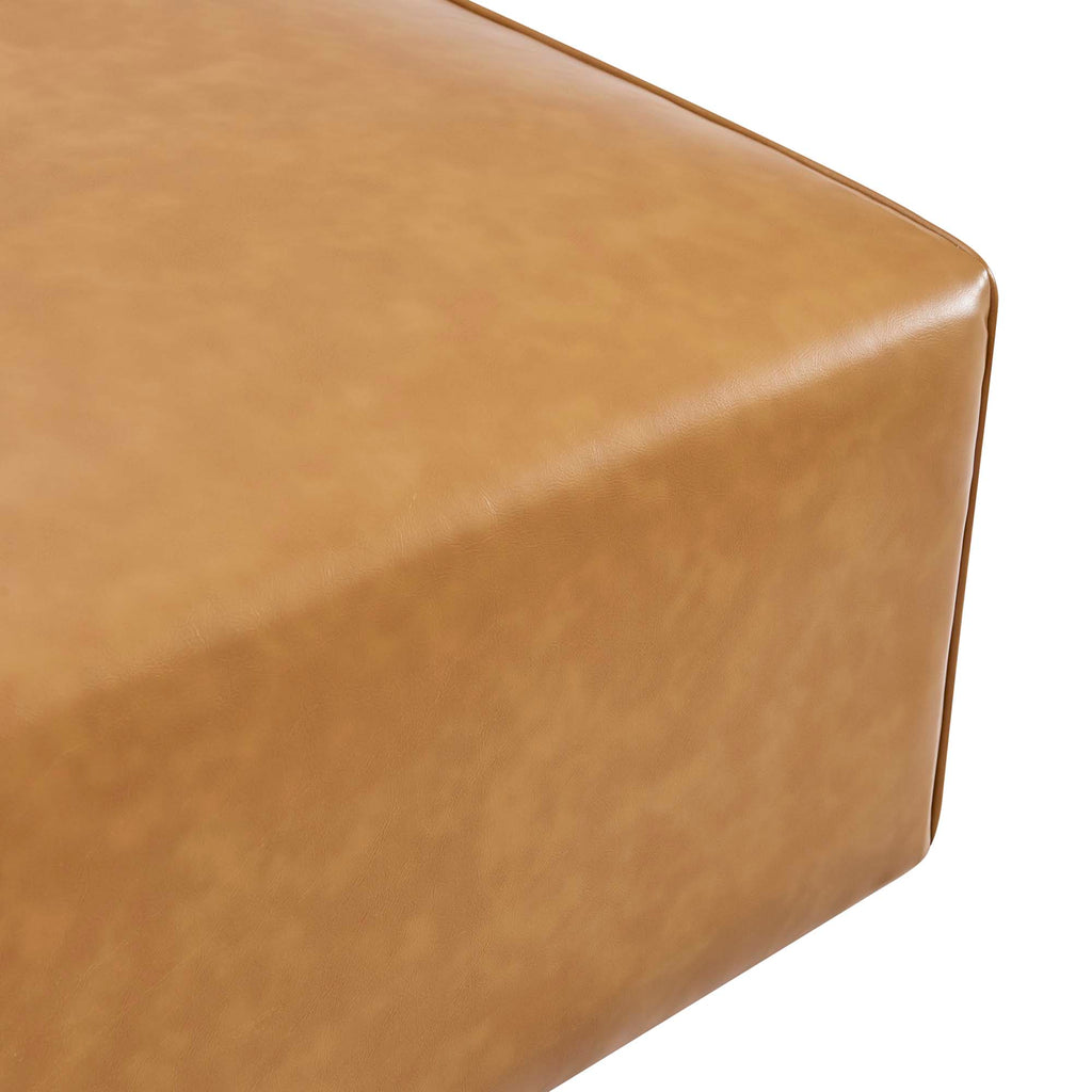 Mingle Vegan Leather Ottoman - Tan