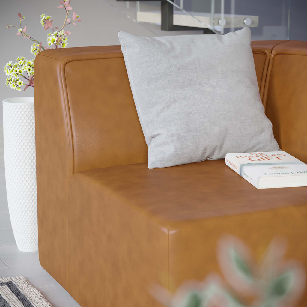 Mingle Vegan Leather Corner Chair - Tan