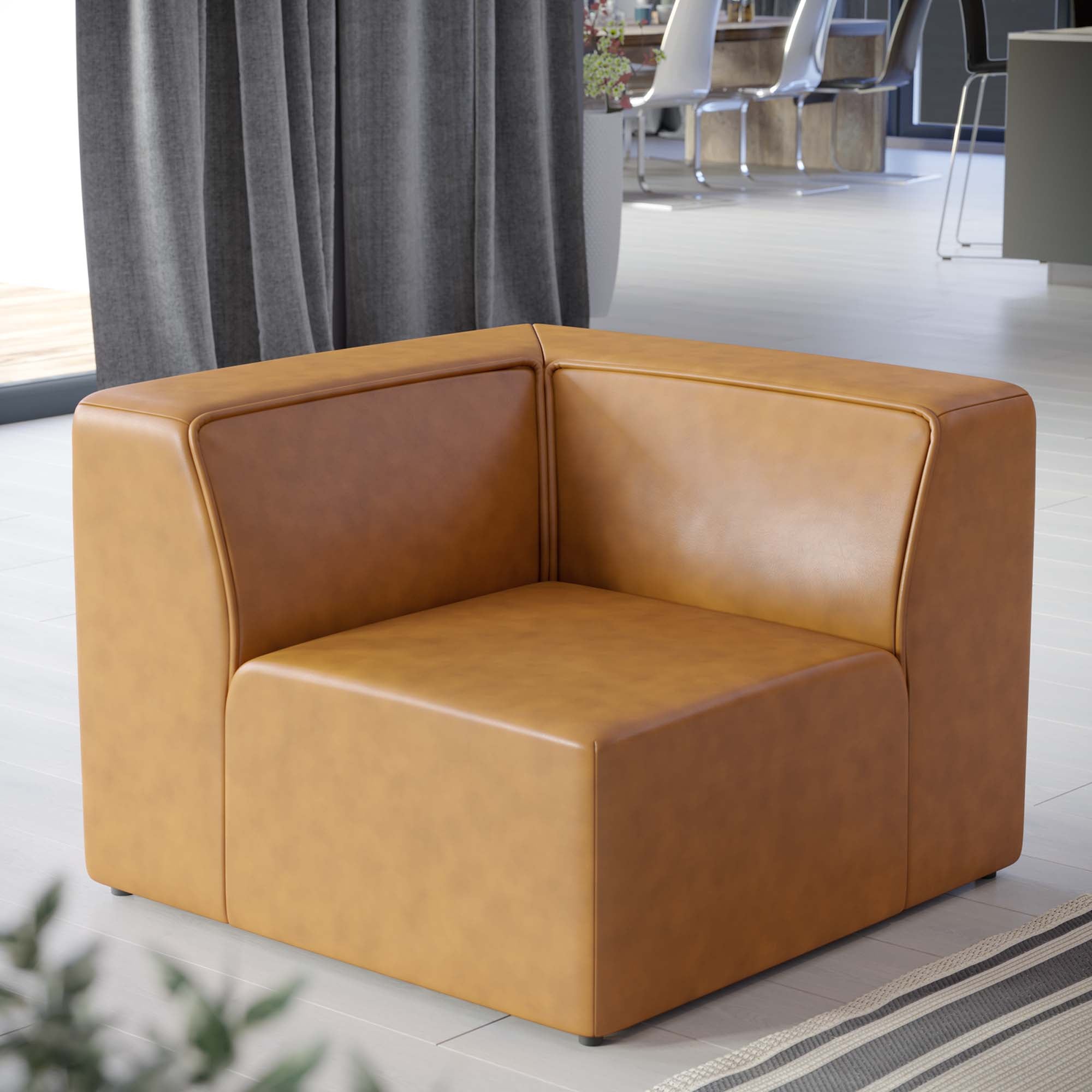 Mingle Vegan Leather Corner Chair - Tan