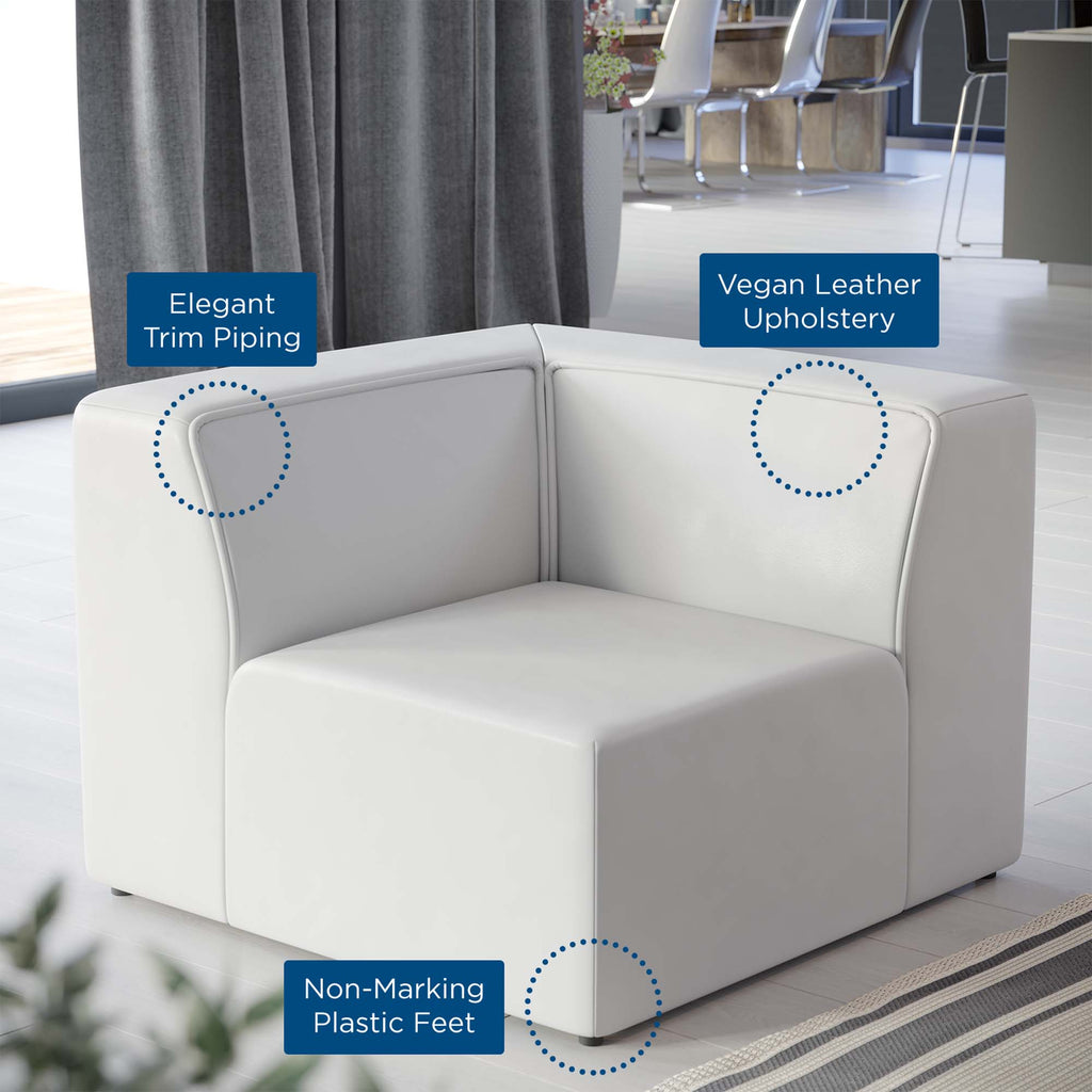 Mingle Vegan Leather Corner Chair - White