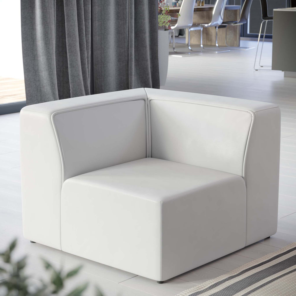 Mingle Vegan Leather Corner Chair - White