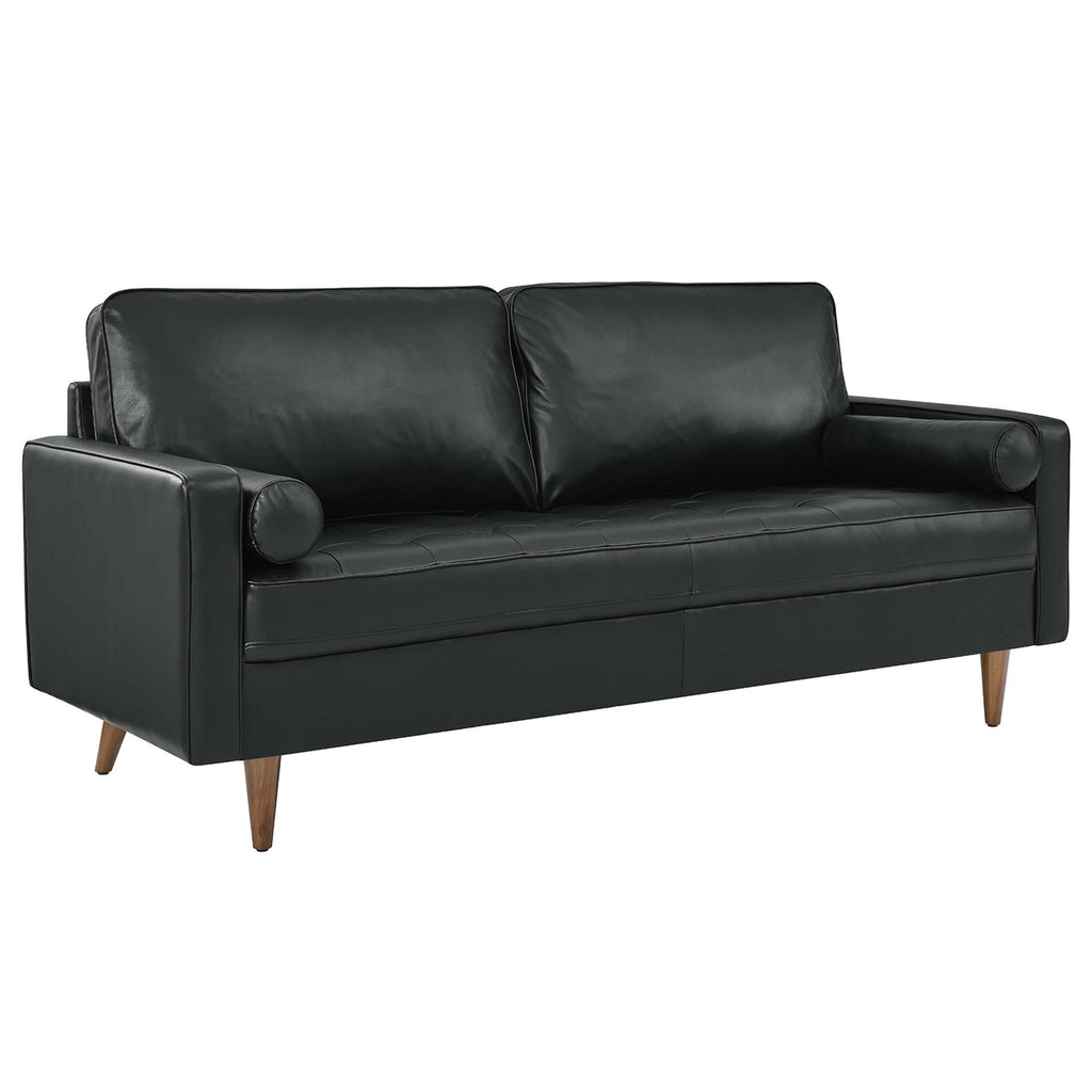 Valour Leather Sofa - Black