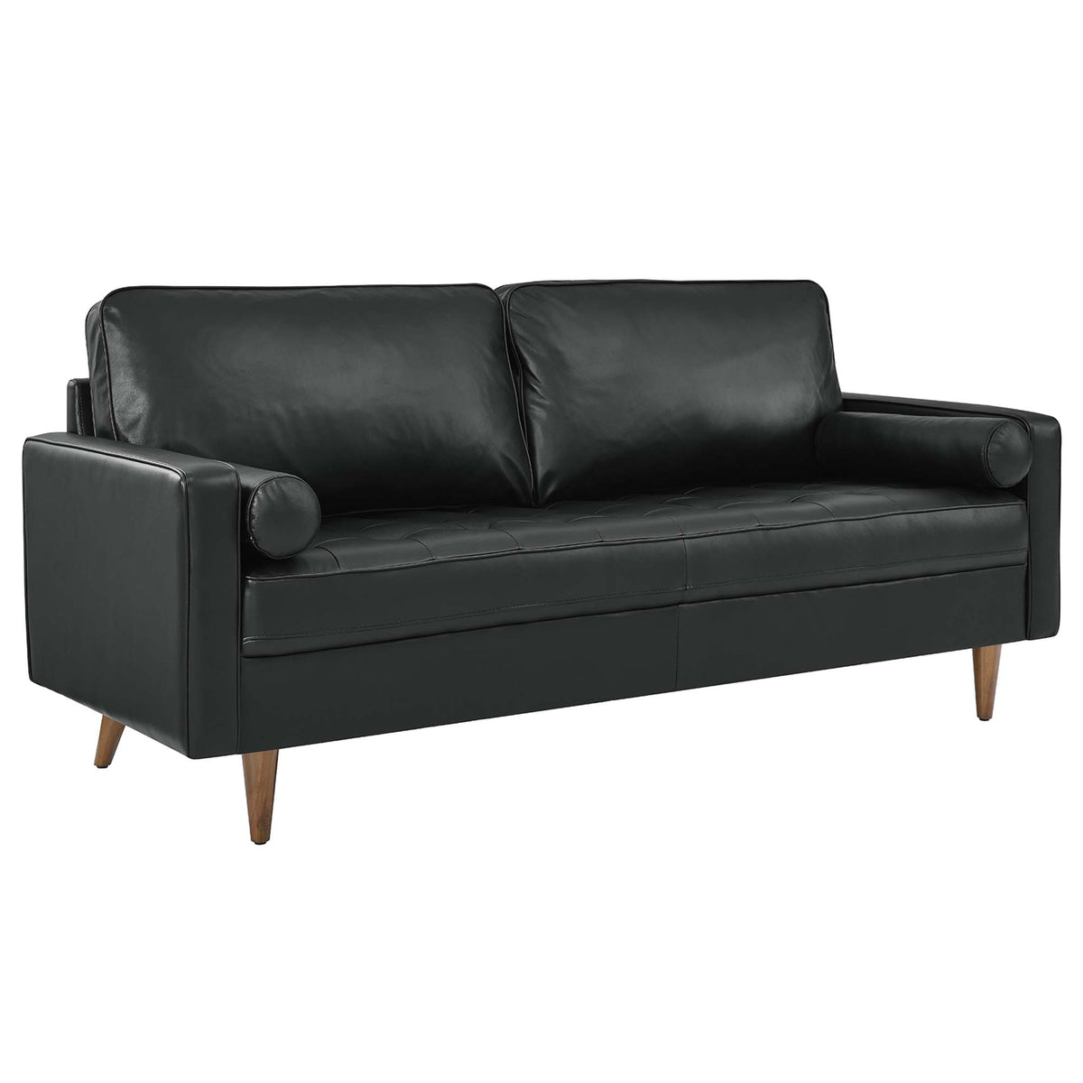 Valour Leather Sofa - Black