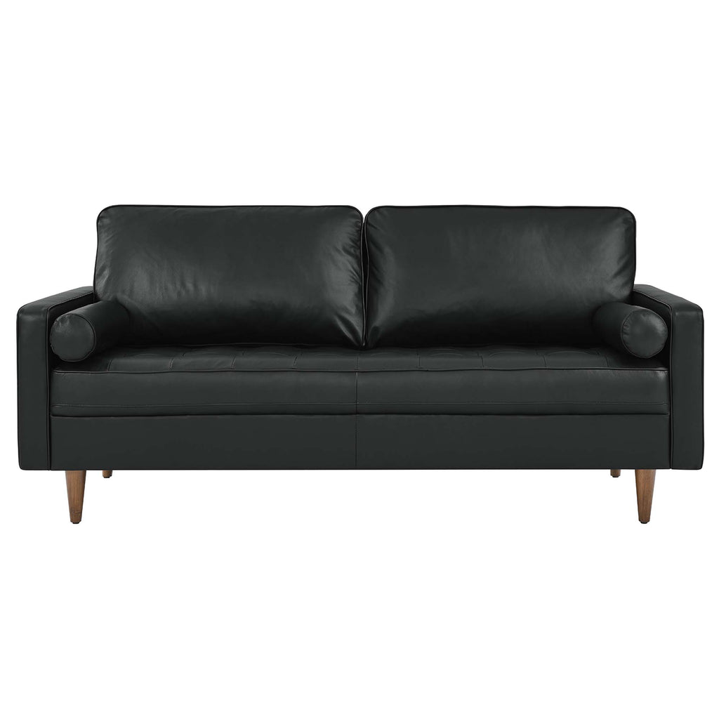 Valour Leather Sofa - Black
