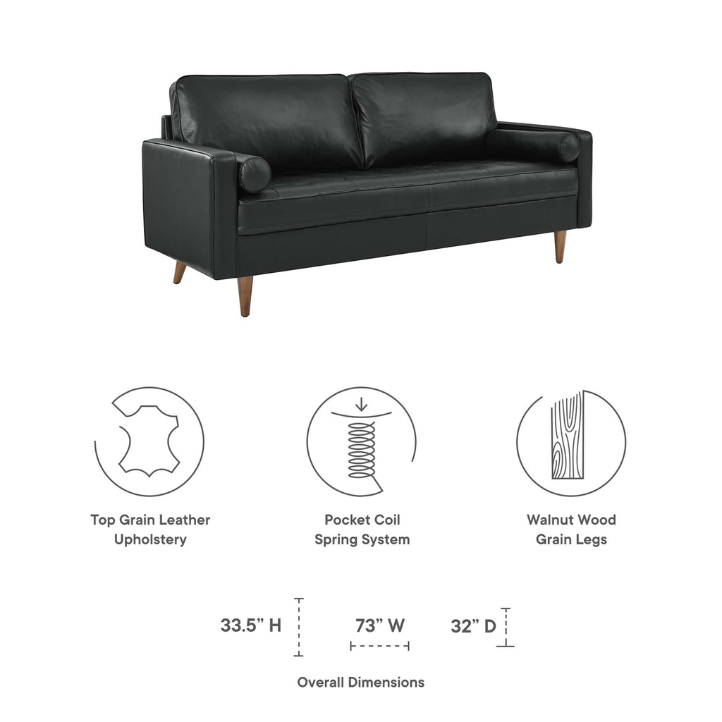 Valour Leather Sofa - Black
