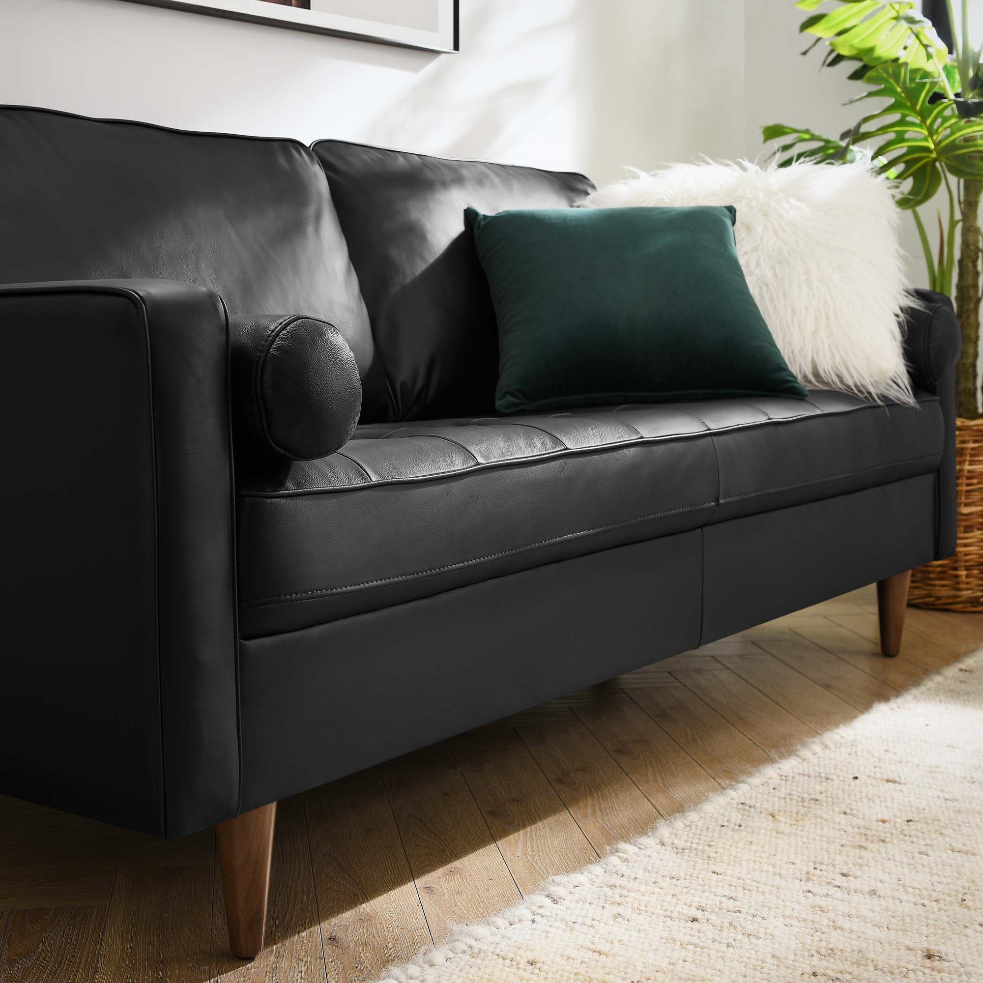 Valour Leather Sofa - Black