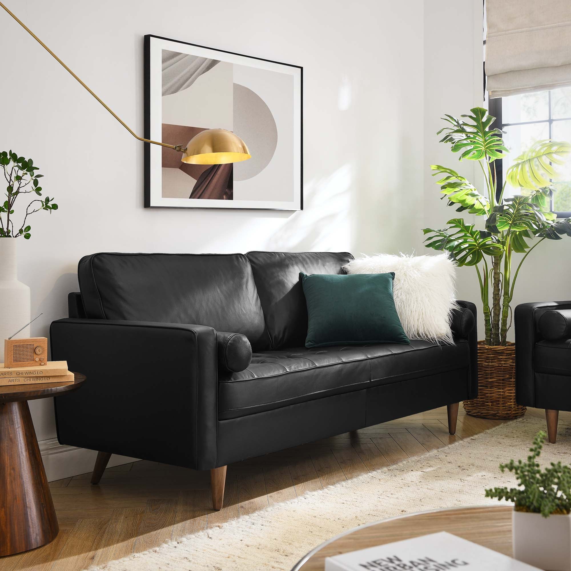 Valour Leather Sofa - Black