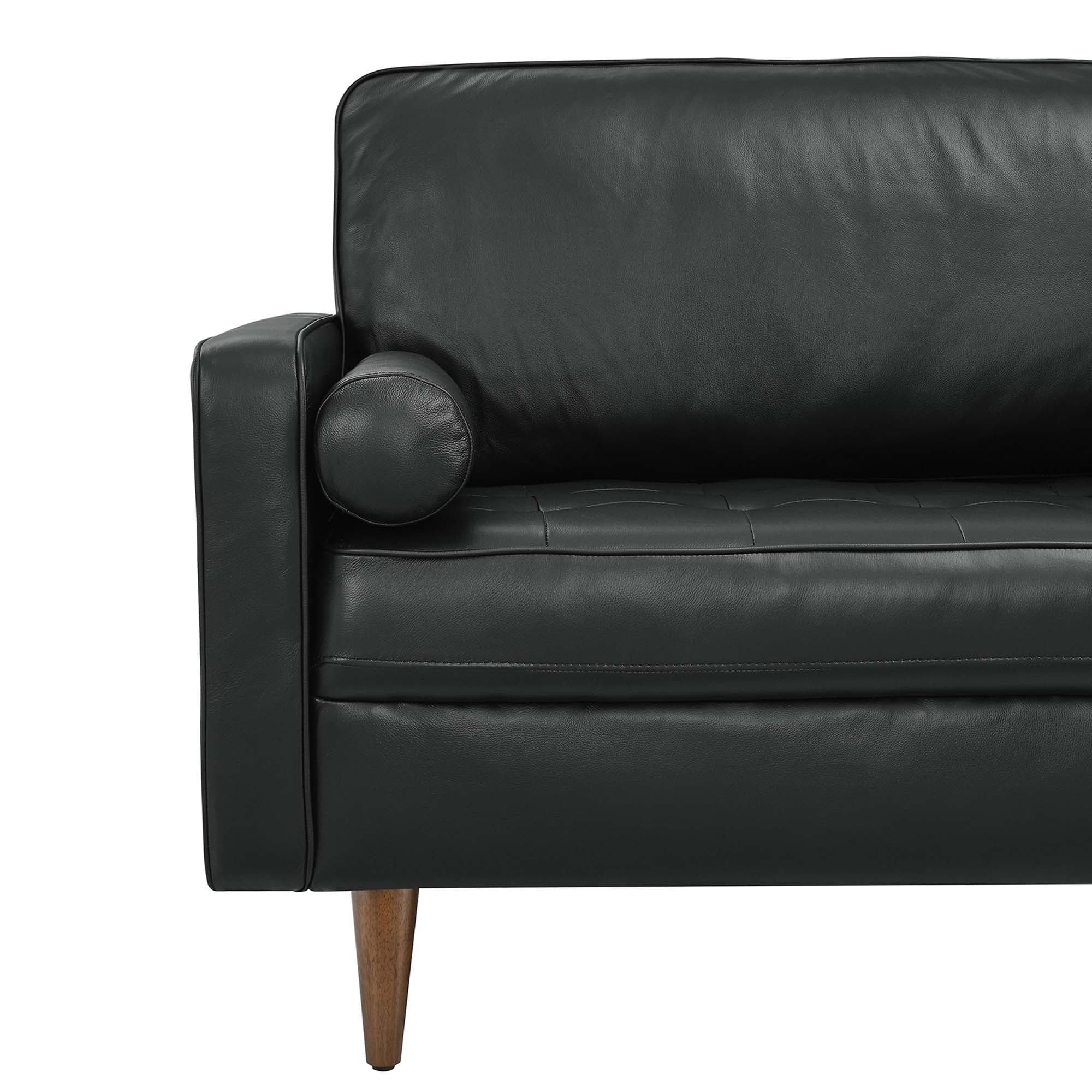 Valour 81" Leather Sofa - Black