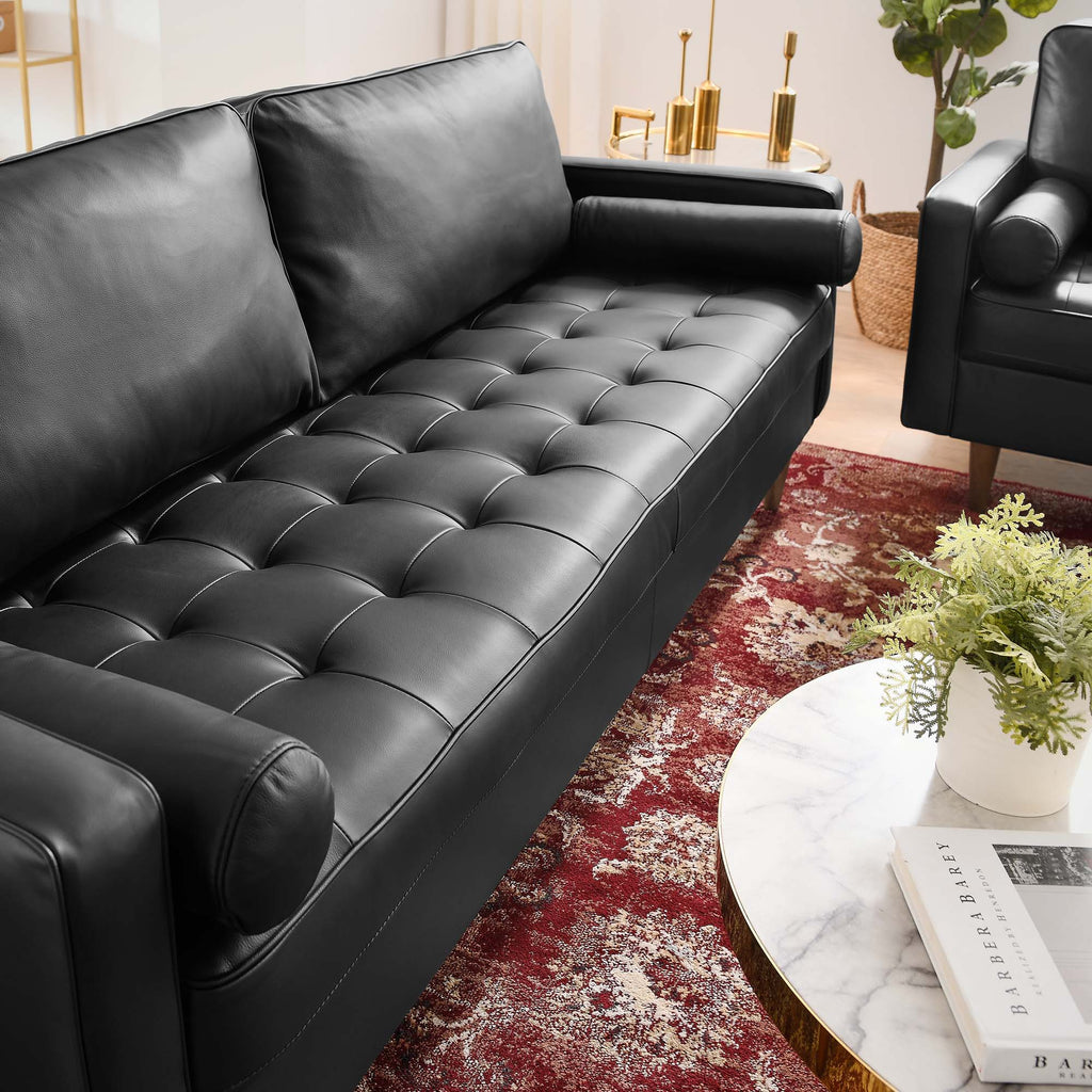 Valour 81" Leather Sofa - Black