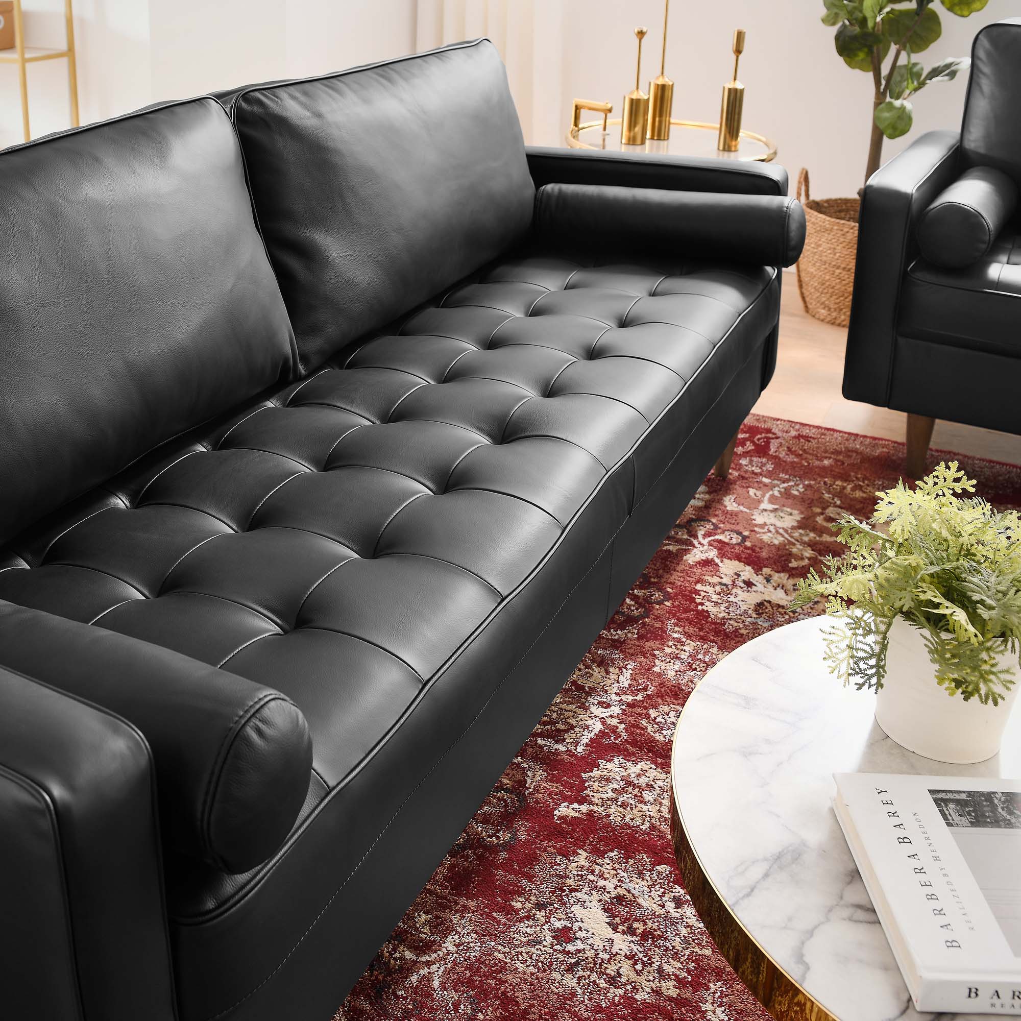 Valour 81" Leather Sofa - Black