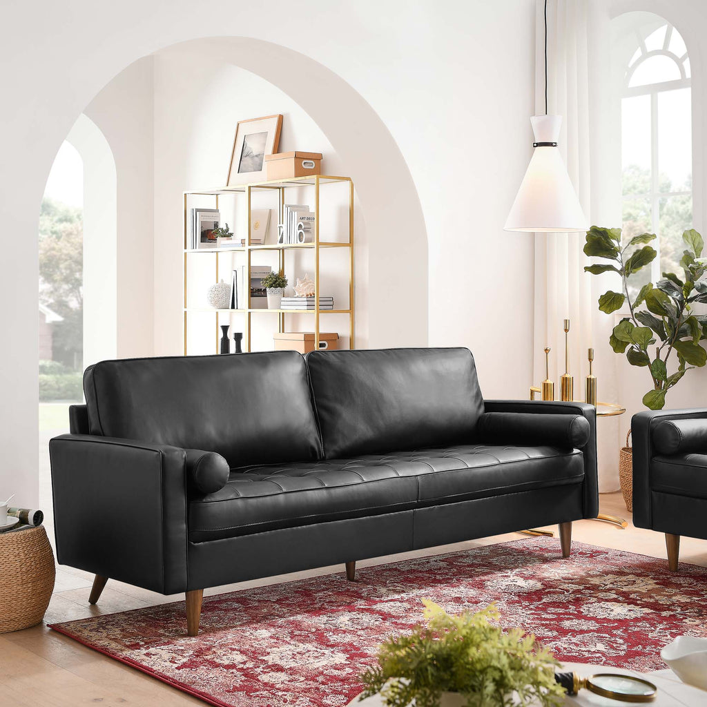 Valour 81" Leather Sofa - Black