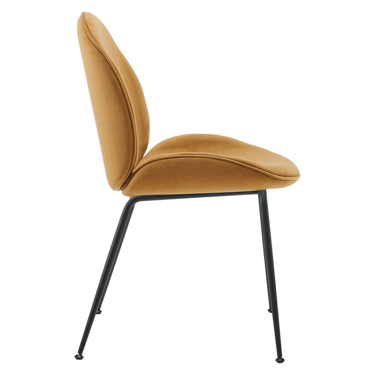 Scoop Black Powder Coated Steel Leg Performance Velvet Dining Chairs Set of 2 - Cognac