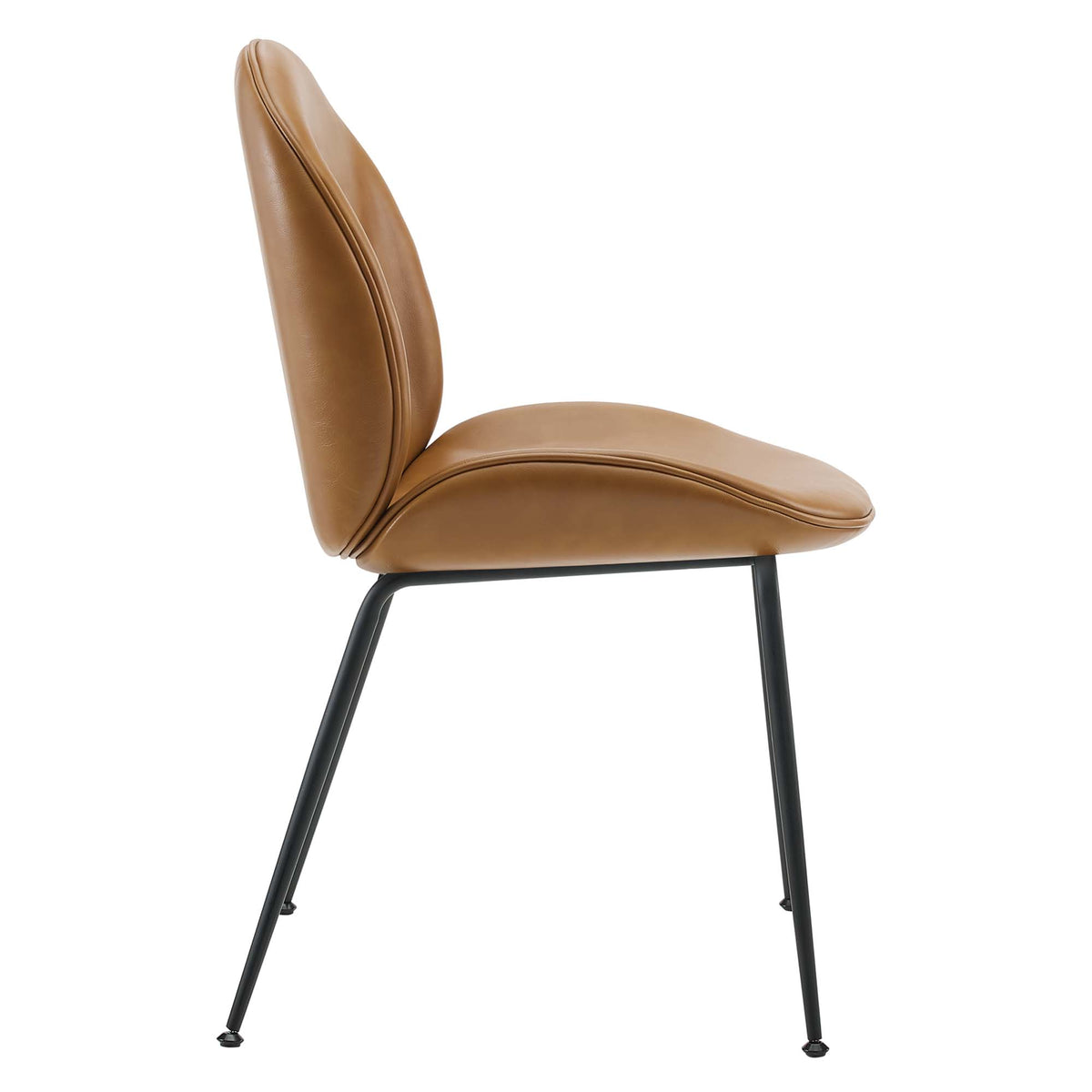 Scoop Black Powder Coated Steel Leg Vegan Leather Dining Chairs Set of 2 - Tan