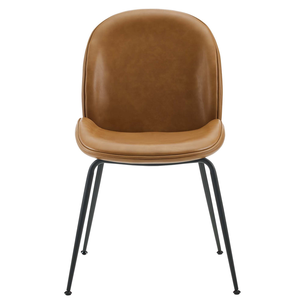 Scoop Black Powder Coated Steel Leg Vegan Leather Dining Chairs Set of 2 - Tan