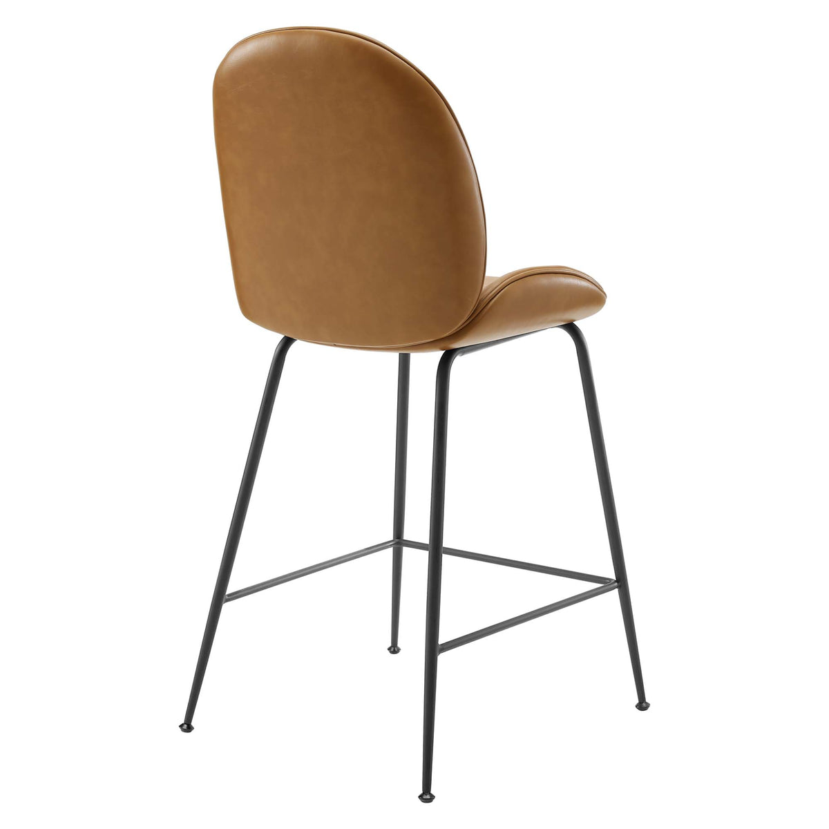 Scoop Black Powder Coated Steel Leg Vegan Leather Counter Stool - Tan
