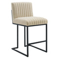 Indulge Channel Tufted Fabric Counter Stool - Beige