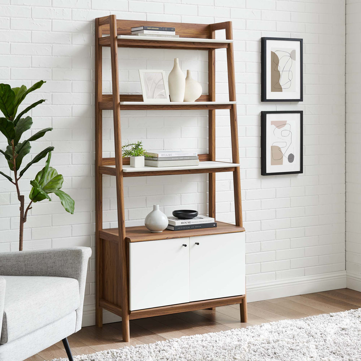 Bixby 33" Bookshelf - Walnut White