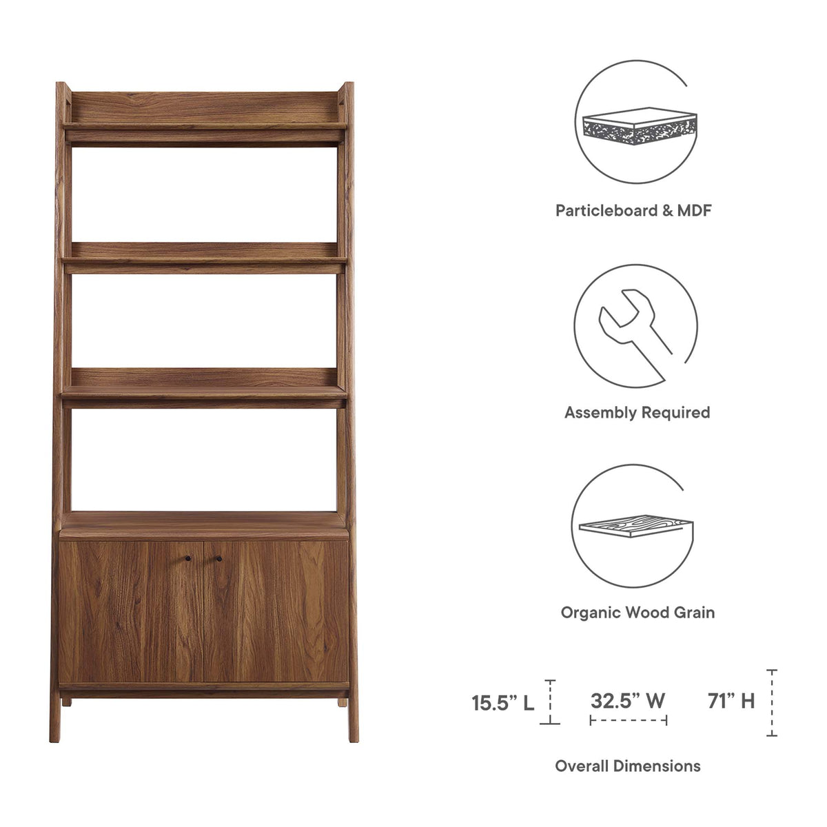 Bixby 33" Bookshelf - Walnut