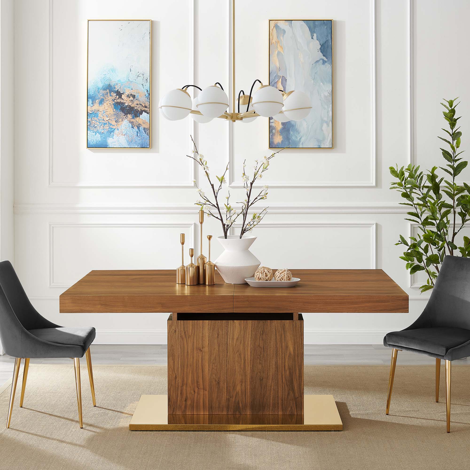 Vector Expandable Dining Table - Walnut Gold
