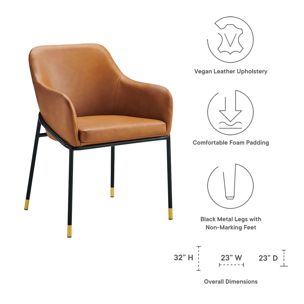 Jovi Vegan Leather Dining Chair - Black Tan