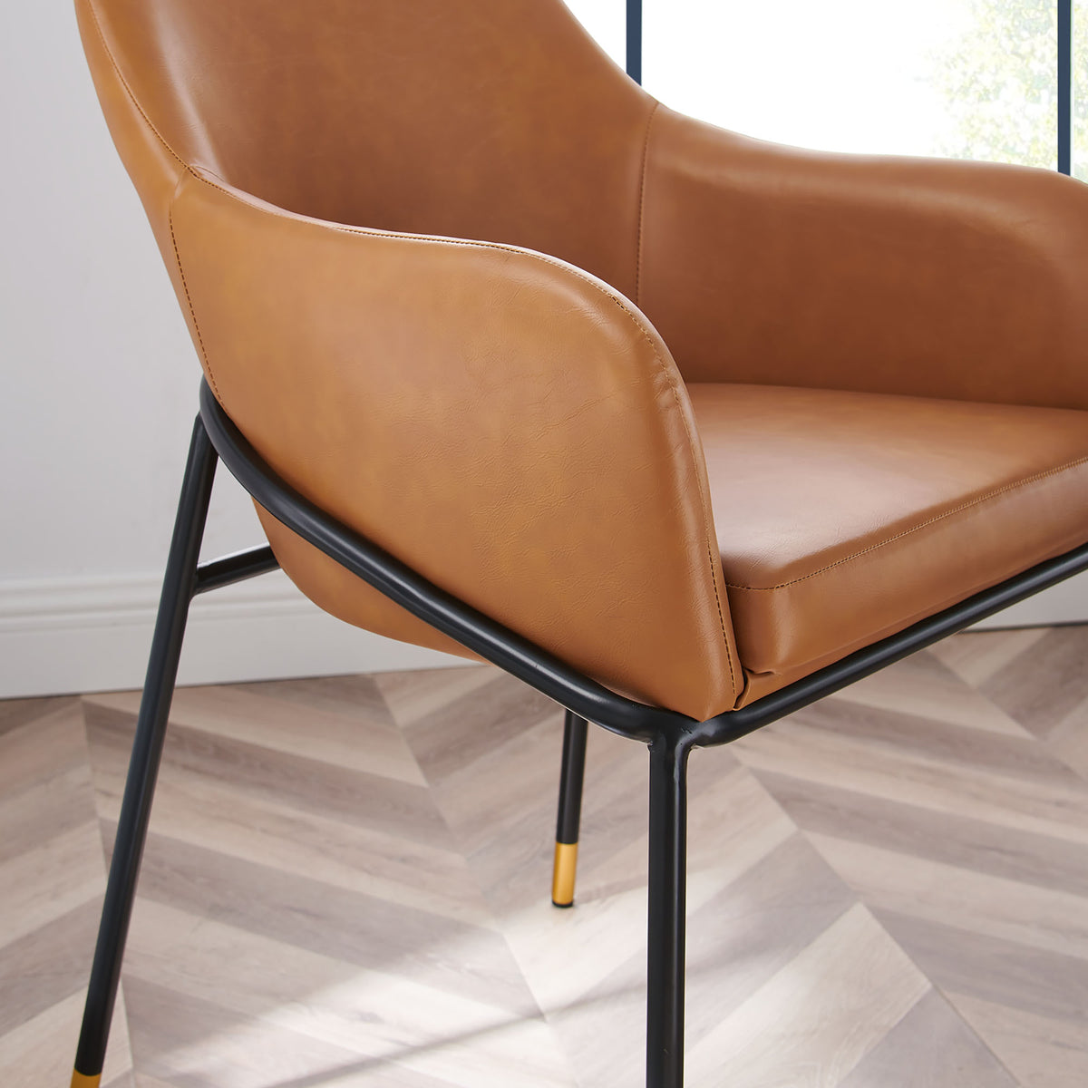 Jovi Vegan Leather Dining Chair - Black Tan