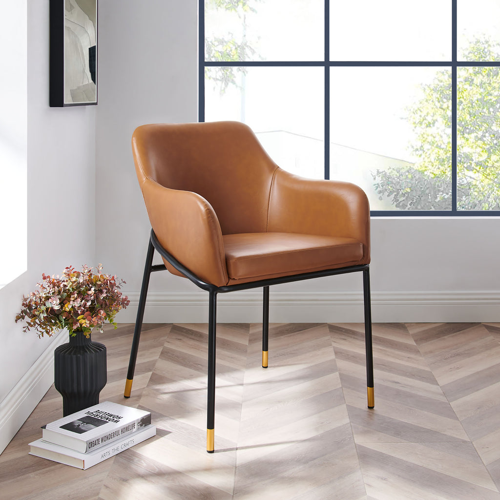 Jovi Vegan Leather Dining Chair - Black Tan