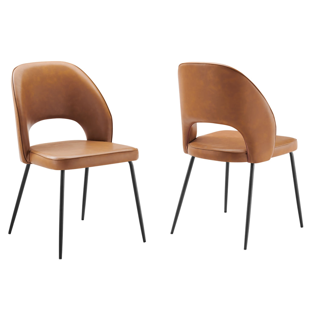 Nico Vegan Leather Dining Chair Set of 2 - Black Tan