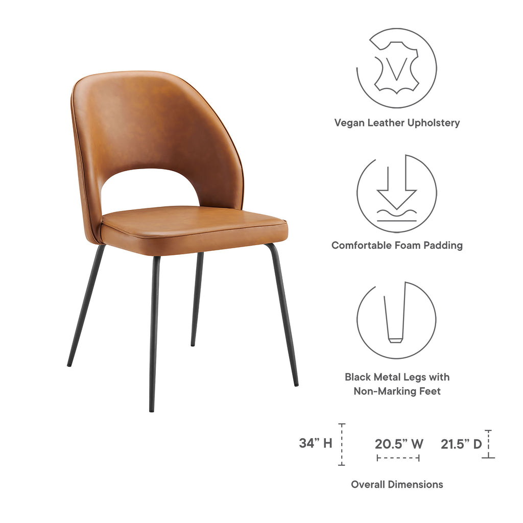 Nico Vegan Leather Dining Chair Set of 2 - Black Tan