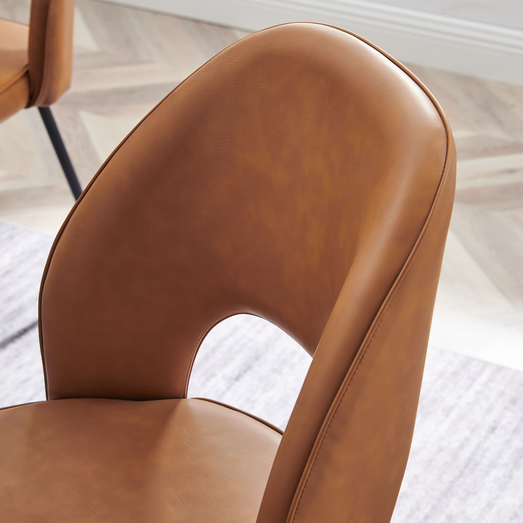 Nico Vegan Leather Dining Chair Set of 2 - Black Tan