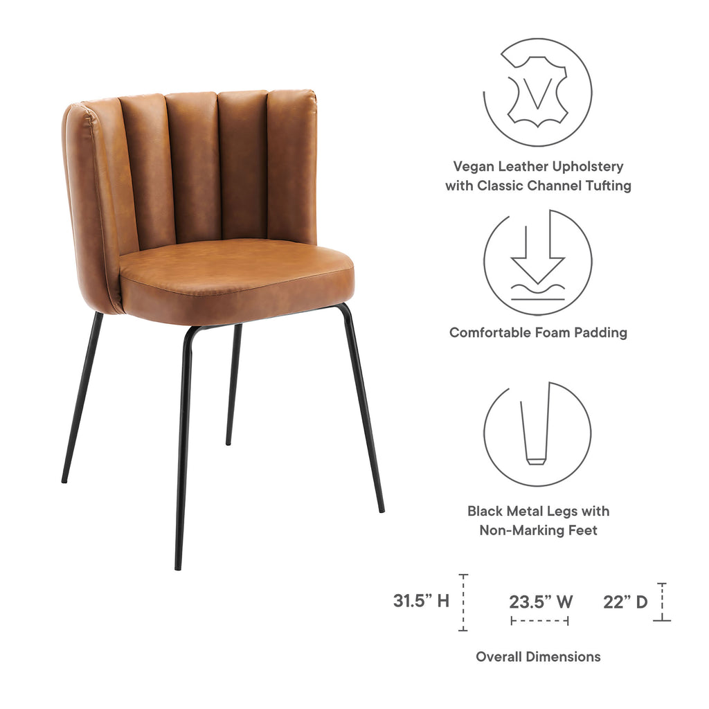 Virtue Vegan Leather Dining Chair Set of 2 - Black Tan