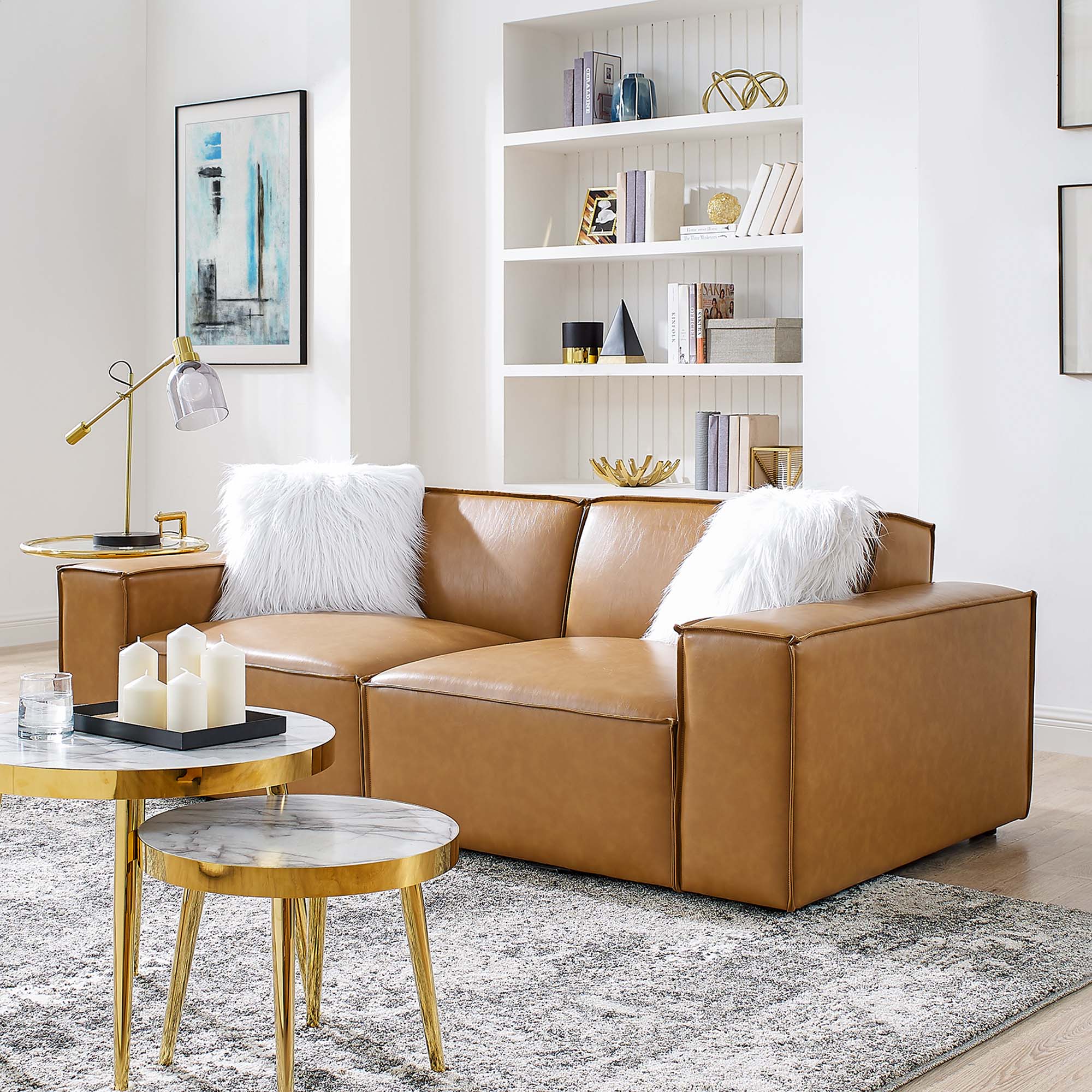 Restore Vegan Leather Loveseat - Tan