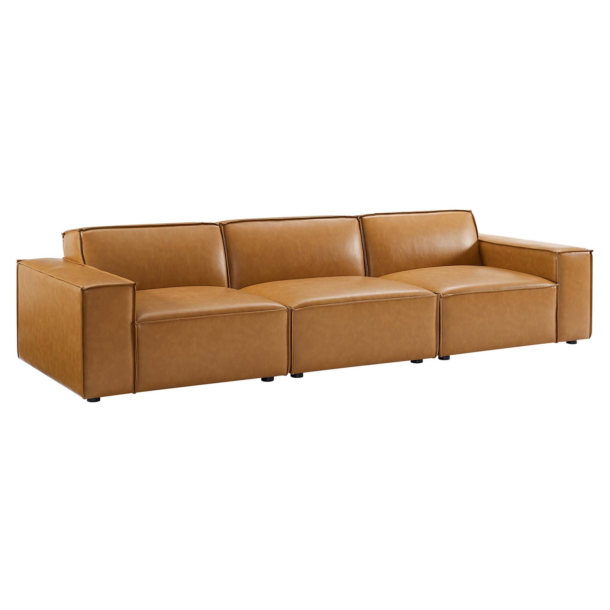 Restore 3-Piece Vegan Leather Sofa - Tan